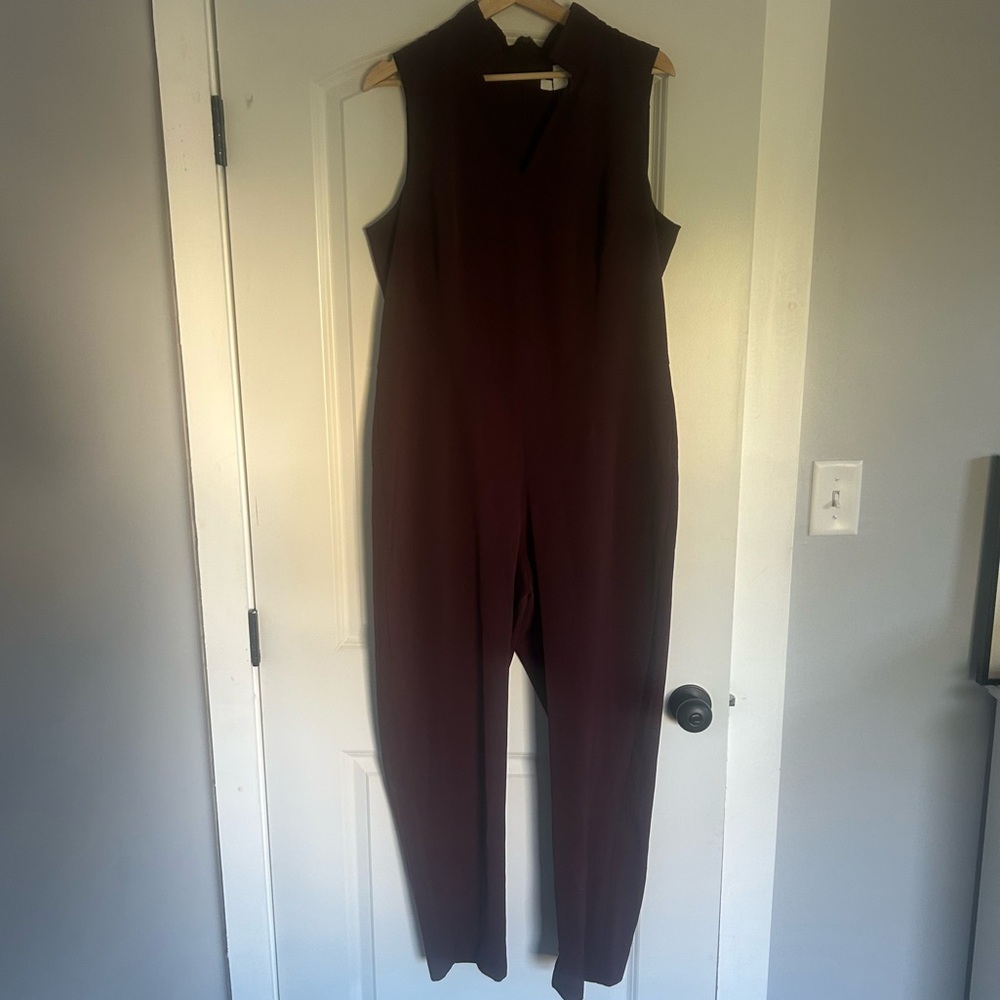 White House Black Market Maroon Jumpsuit Size 14